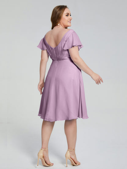 Alina Affordable Plus Size Short Bridesmaid Dresses with Sleeves
