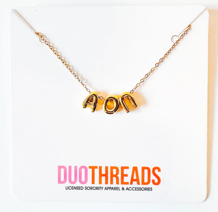 Alpha Omicron Pi Bubble Gold Necklace