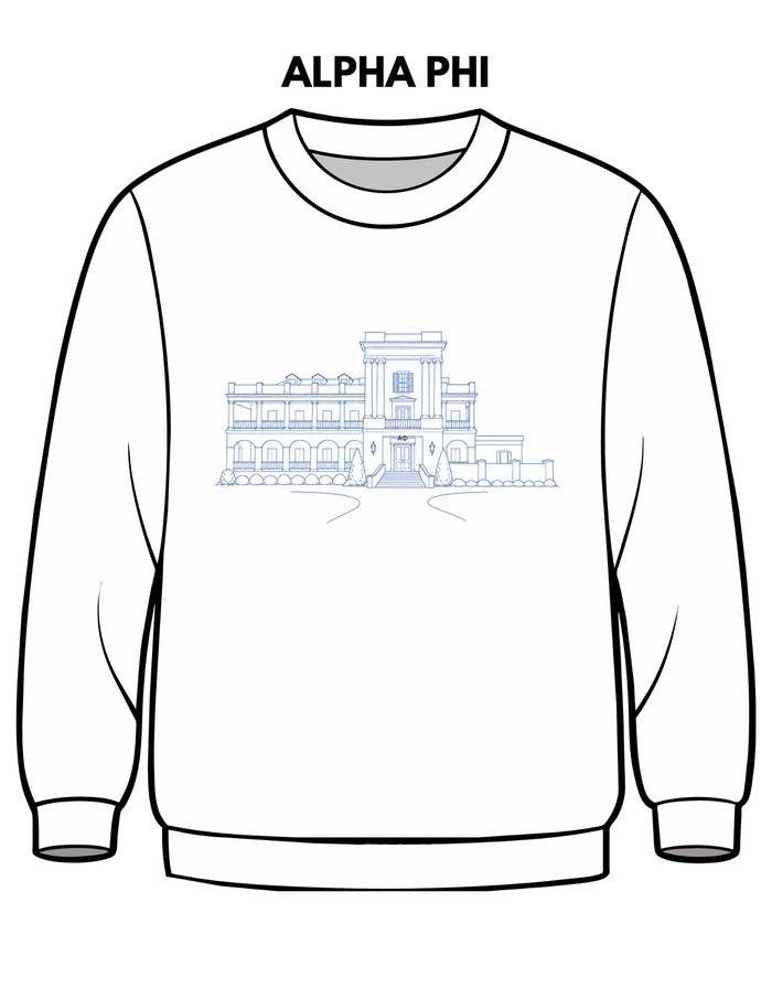 Alpha Phi Embroidered House Crewneck