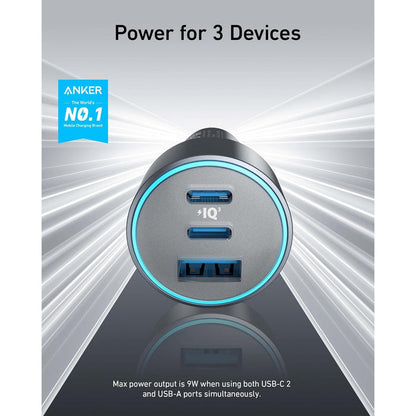 Anker 335 3 Port Car Charger 67W - Black (A2736H11)