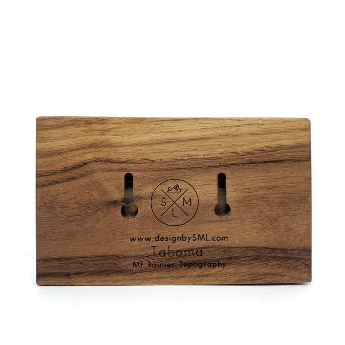 Bottle Opener - Dark Walnut Wood - Mt Rainier Topography by SML