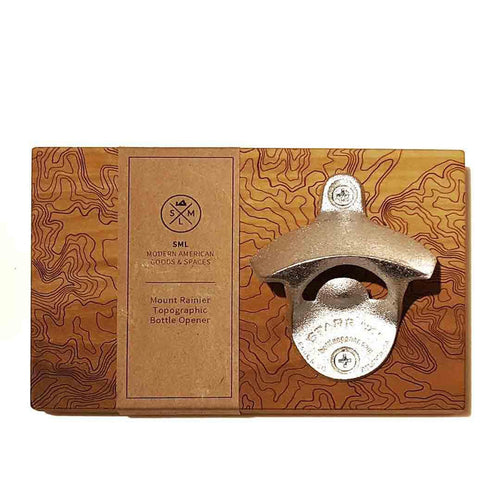 Bottle Opener - Red Wood - Mt Rainier Topography by SML