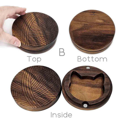 STP101WB $75 - Walnut Yarn Cat 5in Round Wood Box B