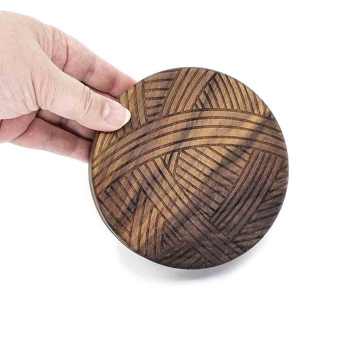 Box - 5in - Yarn Cat Round (Walnut ) by Saving Throw Pillows