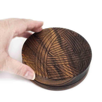 Box - 5in - Yarn Cat Round (Walnut ) by Saving Throw Pillows