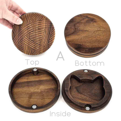 STP101WA $75 - Walnut Yarn Cat 5in Round Wood Box A