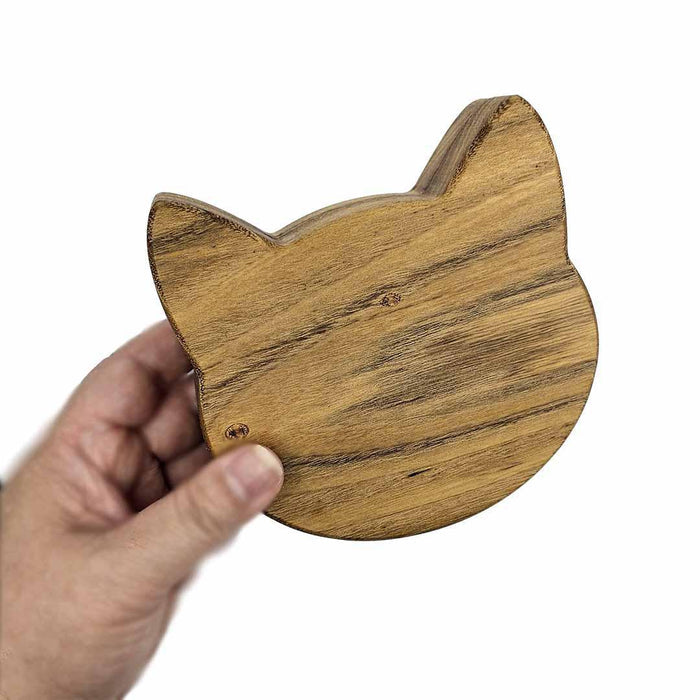 Box - 5in Med - Cat Head Acacia Wood Box by Saving Throw Pillows