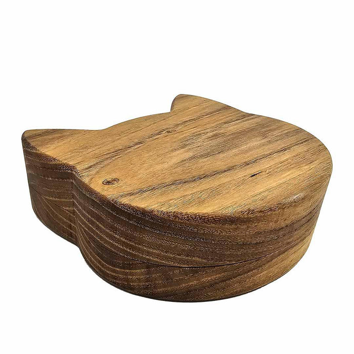 Box - 5in Med - Cat Head Acacia Wood Box by Saving Throw Pillows