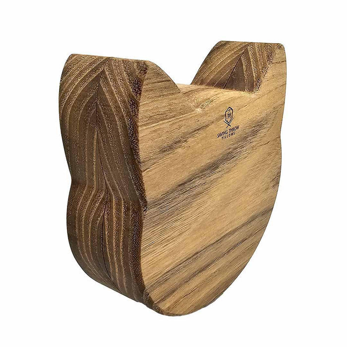 Box - 5in Med - Cat Head Acacia Wood Box by Saving Throw Pillows