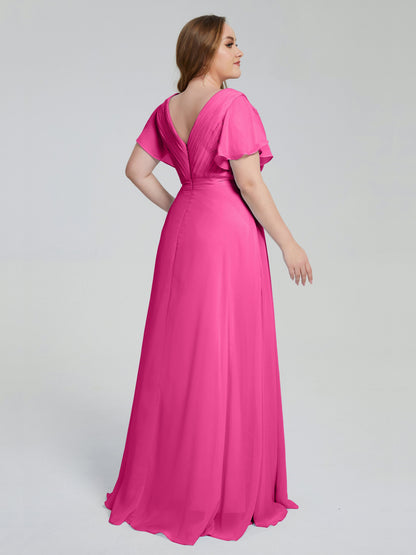 Plus Size Long Bridesmaid Dresses with Sleeves