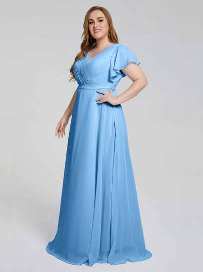 Plus Size Long Bridesmaid Dresses with Sleeves