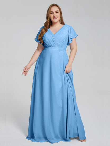 Plus Size Long Bridesmaid Dresses with Sleeves