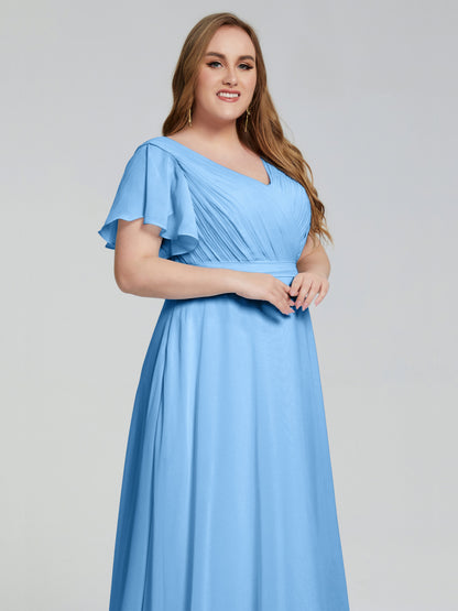 Plus Size Long Bridesmaid Dresses with Sleeves
