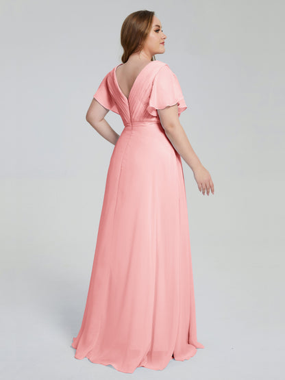 Plus Size Long Bridesmaid Dresses with Sleeves