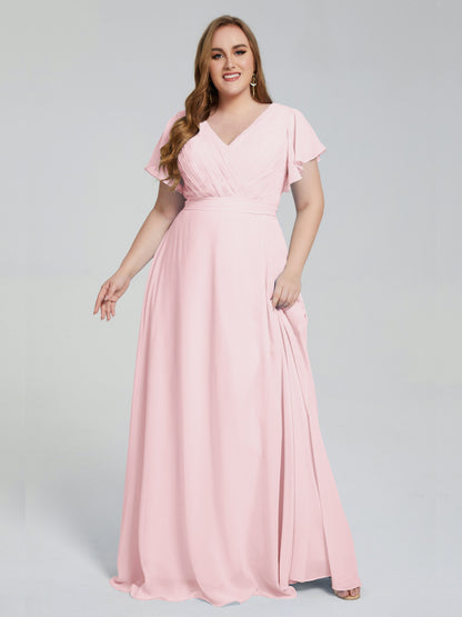 Plus Size Long Bridesmaid Dresses with Sleeves