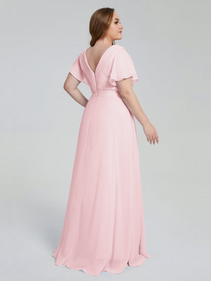 Plus Size Long Bridesmaid Dresses with Sleeves