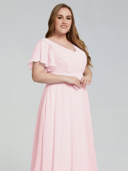 Plus Size Long Bridesmaid Dresses with Sleeves