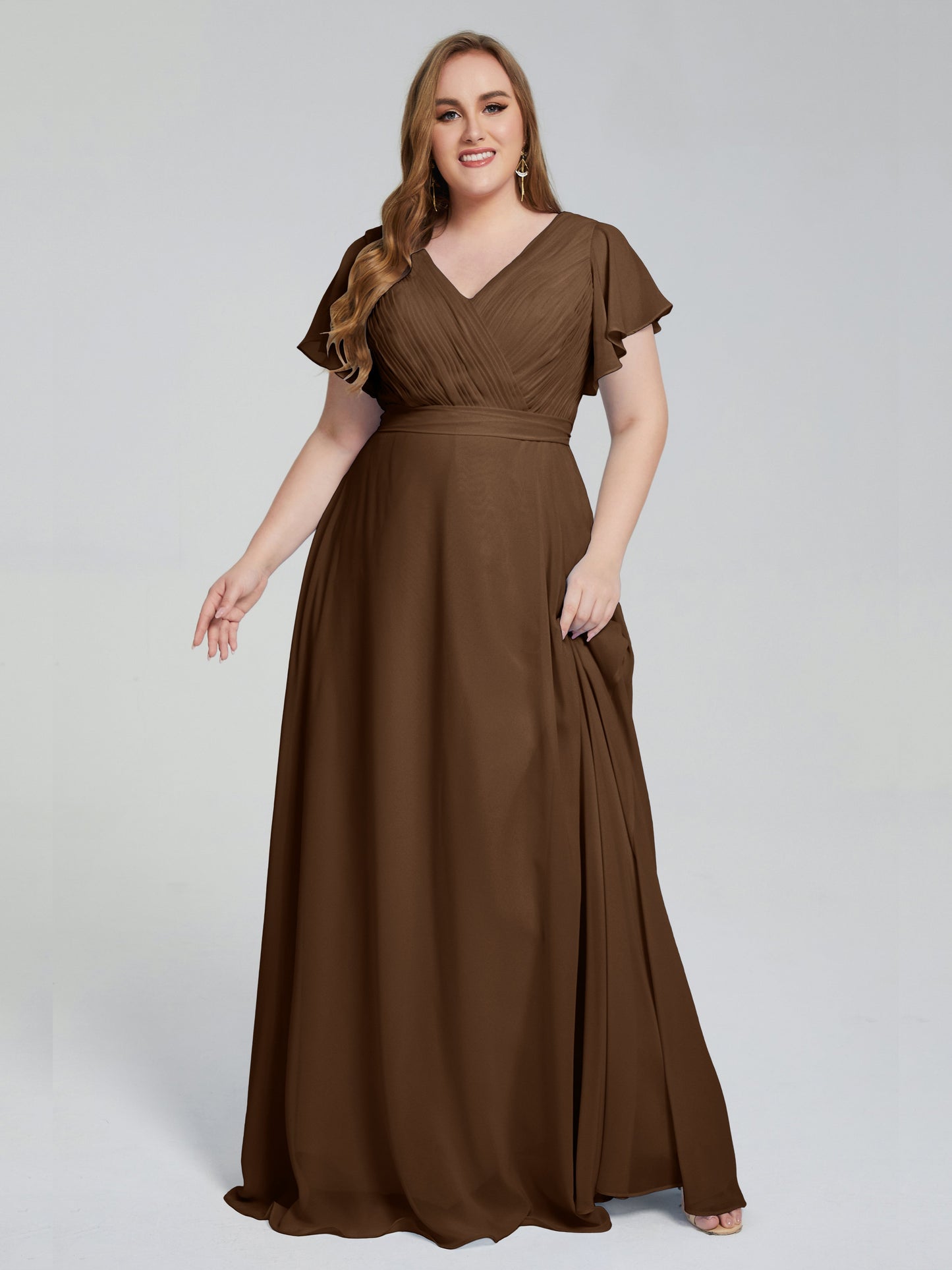 Plus Size Long Bridesmaid Dresses with Sleeves