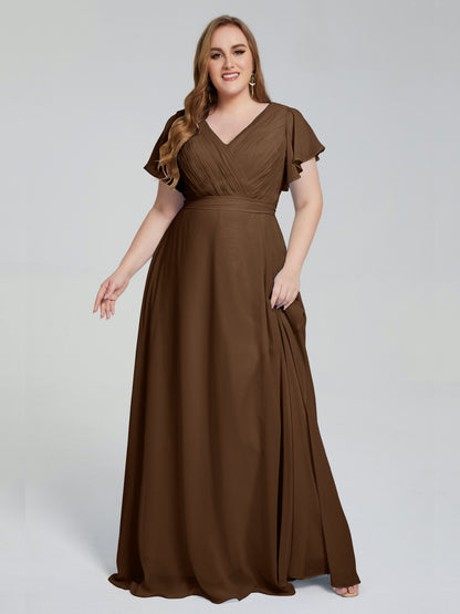 Plus Size Long Bridesmaid Dresses with Sleeves