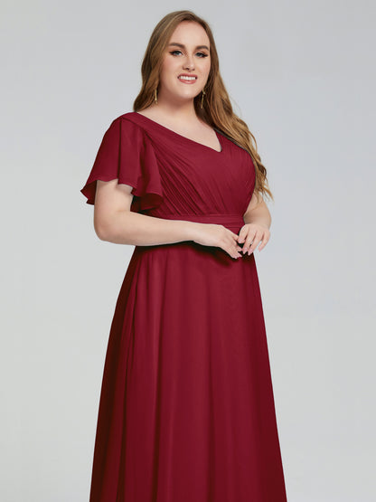 Plus Size Long Bridesmaid Dresses with Sleeves