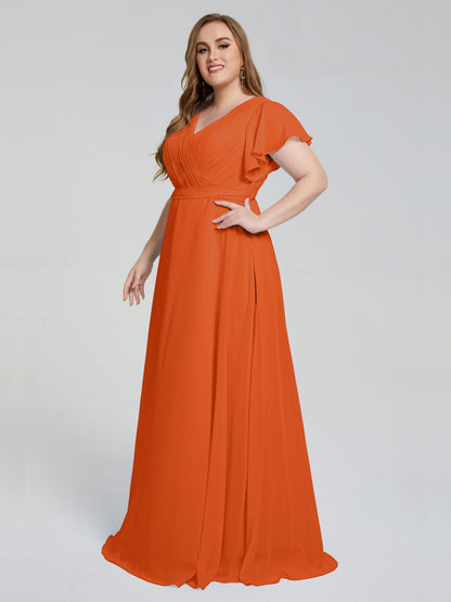 Plus Size Long Bridesmaid Dresses with Sleeves