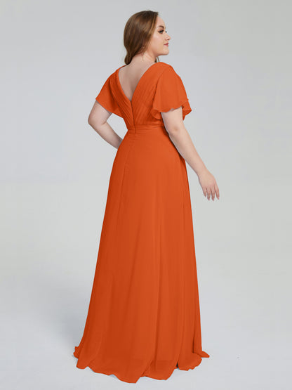 Plus Size Long Bridesmaid Dresses with Sleeves