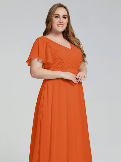 Plus Size Long Bridesmaid Dresses with Sleeves