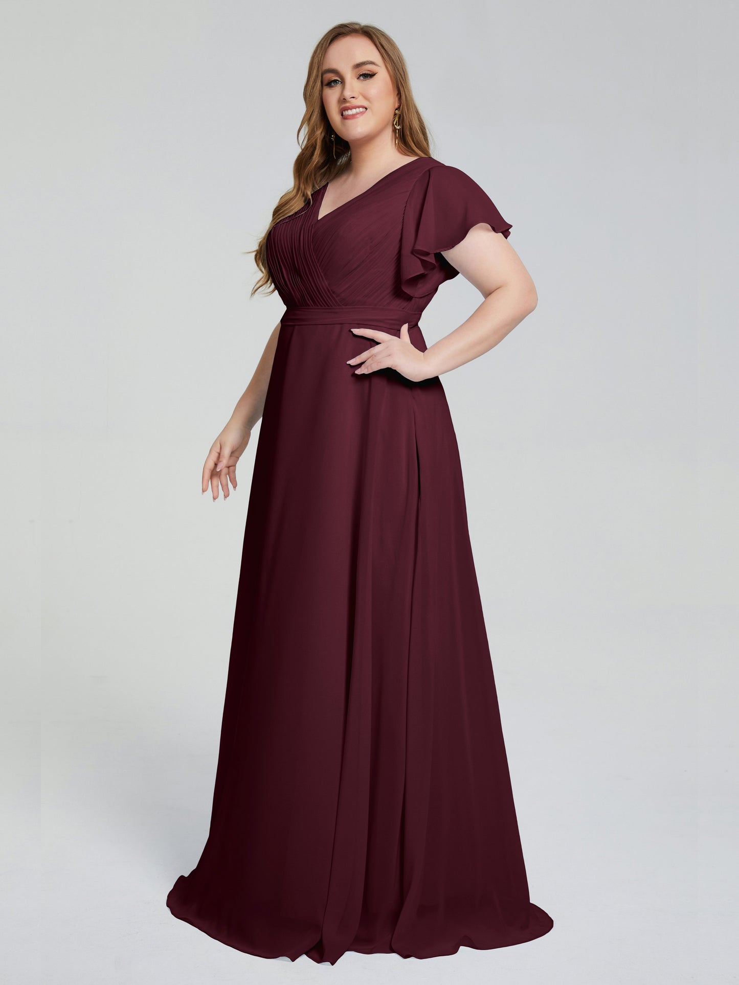 Plus Size Long Bridesmaid Dresses with Sleeves