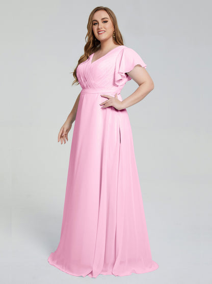 Plus Size Long Bridesmaid Dresses with Sleeves