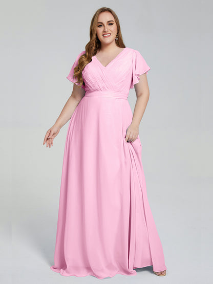 Plus Size Long Bridesmaid Dresses with Sleeves