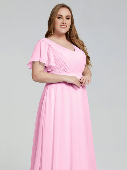 Plus Size Long Bridesmaid Dresses with Sleeves