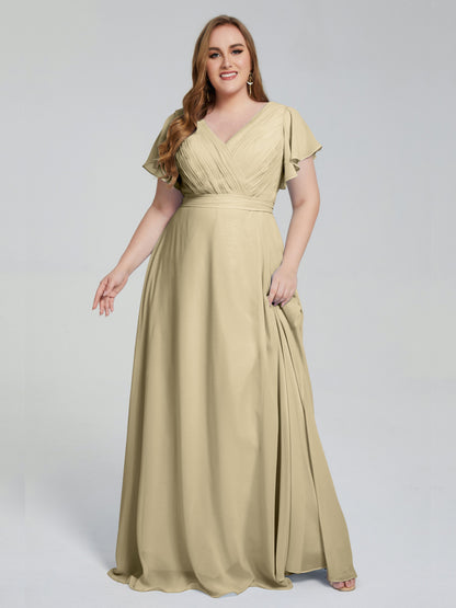 Plus Size Long Bridesmaid Dresses with Sleeves