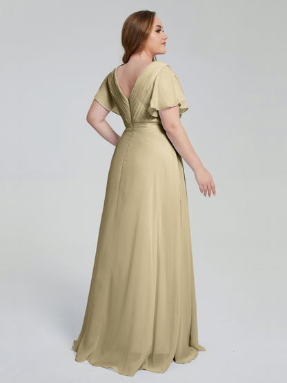 Plus Size Long Bridesmaid Dresses with Sleeves