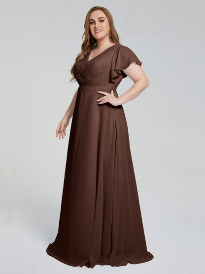 Plus Size Long Bridesmaid Dresses with Sleeves