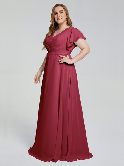 Plus Size Long Bridesmaid Dresses with Sleeves