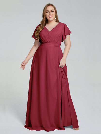 Plus Size Long Bridesmaid Dresses with Sleeves