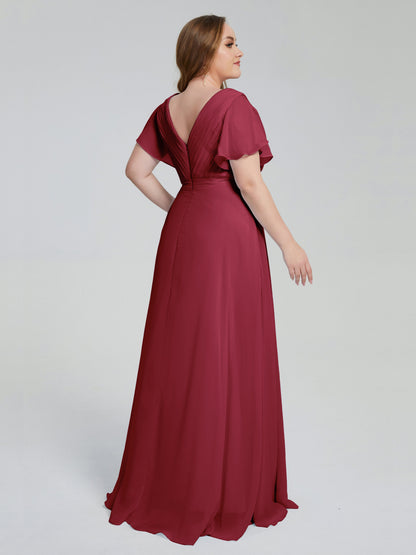 Plus Size Long Bridesmaid Dresses with Sleeves