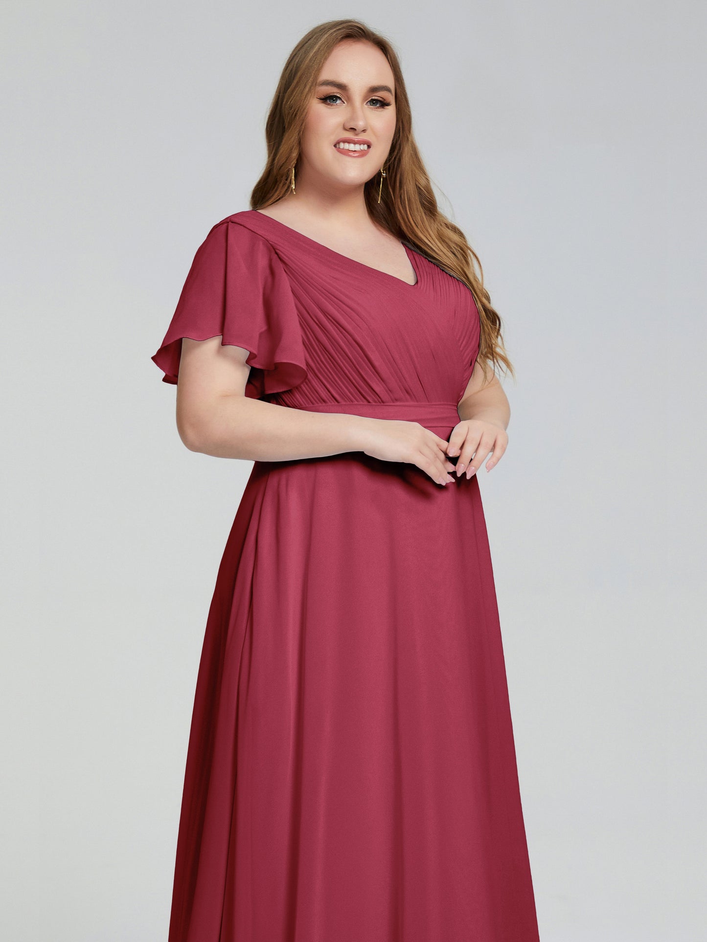 Plus Size Long Bridesmaid Dresses with Sleeves