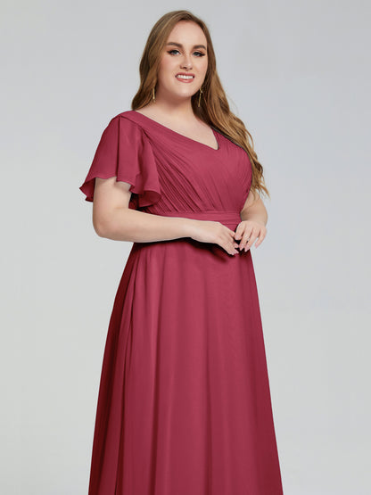Plus Size Long Bridesmaid Dresses with Sleeves