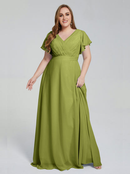 Plus Size Long Bridesmaid Dresses with Sleeves