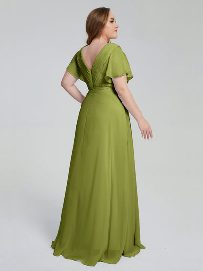 Plus Size Long Bridesmaid Dresses with Sleeves