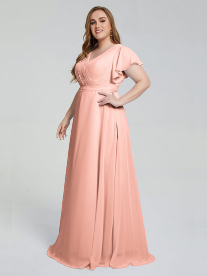 Plus Size Long Bridesmaid Dresses with Sleeves