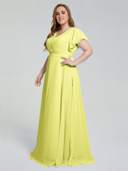 Plus Size Long Bridesmaid Dresses with Sleeves