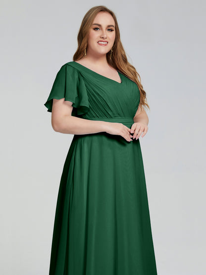 Plus Size Long Bridesmaid Dresses with Sleeves