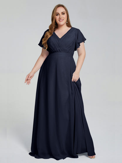 Plus Size Long Bridesmaid Dresses with Sleeves