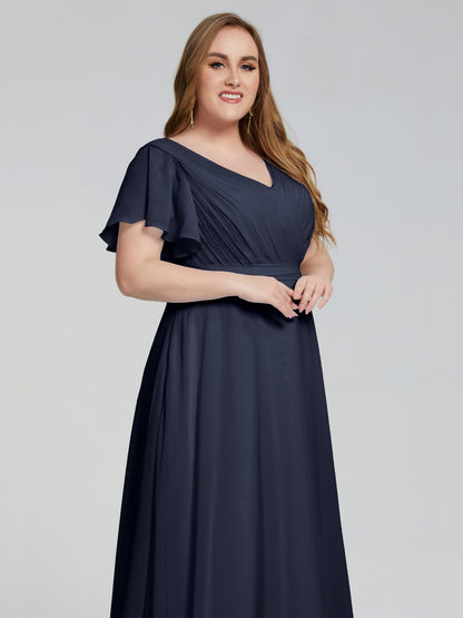 Plus Size Long Bridesmaid Dresses with Sleeves