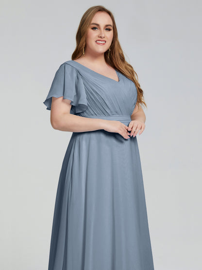 Plus Size Long Bridesmaid Dresses with Sleeves