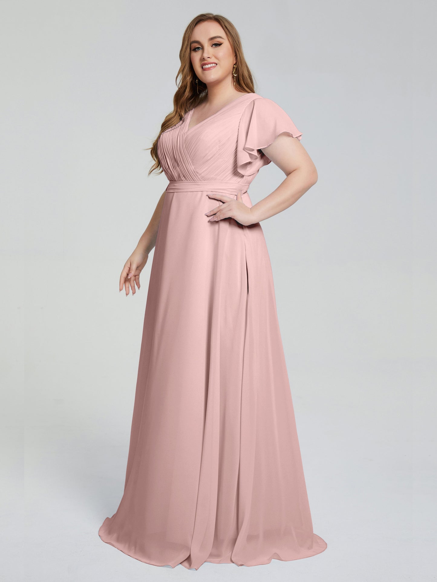 Plus Size Long Bridesmaid Dresses with Sleeves