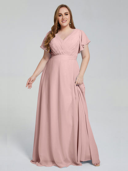 Plus Size Long Bridesmaid Dresses with Sleeves