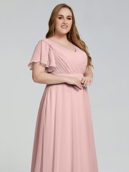 Plus Size Long Bridesmaid Dresses with Sleeves